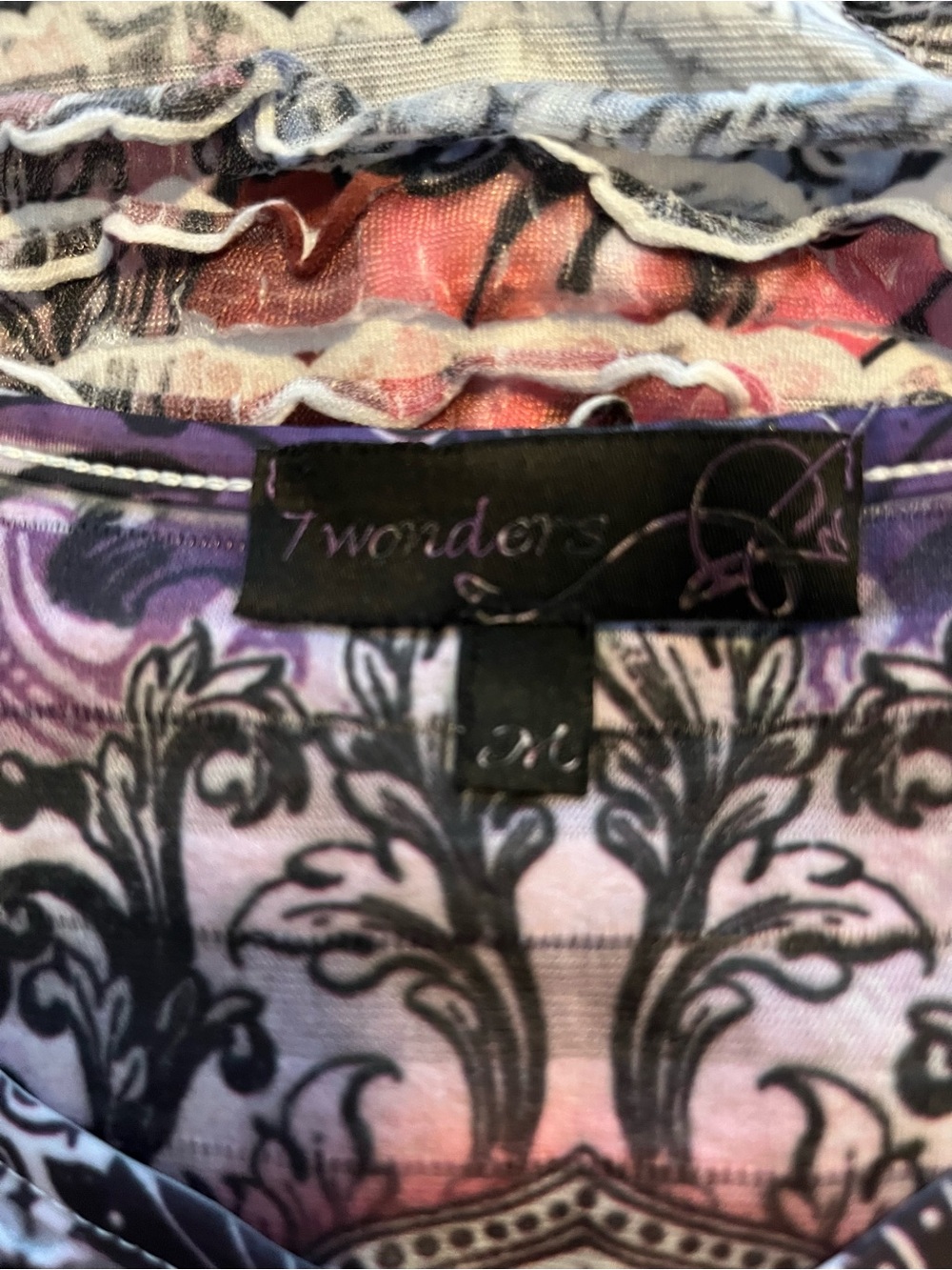 Textured Ruffle Tank Top in Pink Multi-Color - Picture 4 of 5